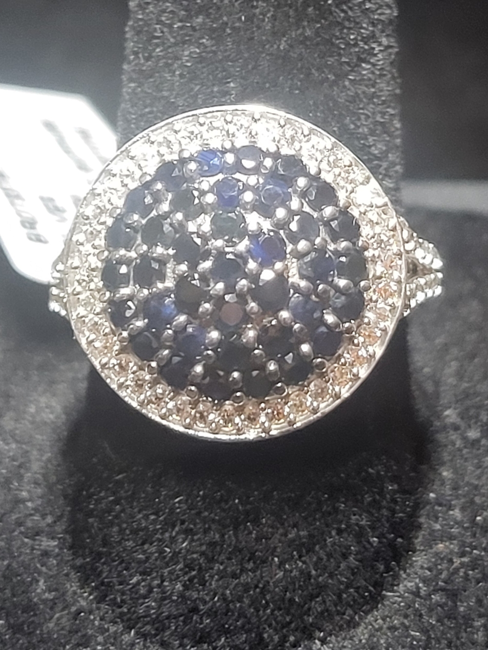Elegant Sterling Silver Blue Sapphire Cluster Ring Size 7